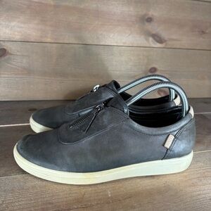 ecco soft 7 womens size 39 shoes black leather zip up comfort sneakers